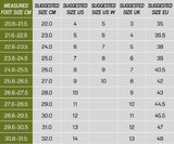 Rollerblade Cruiser size chart