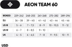 USD Aeon Team 60 Rollerblades Size Chart