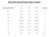 FR UFR Intuition size chart