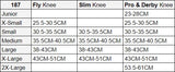 187 Fly Black Knee Pads Size Chart