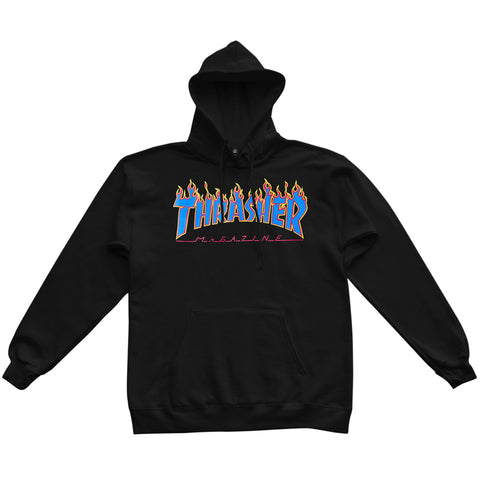 Thrasher Flame Logo Black/Blue Hoodie