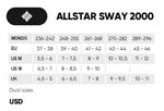 USD Sway 2000 Size-Chart