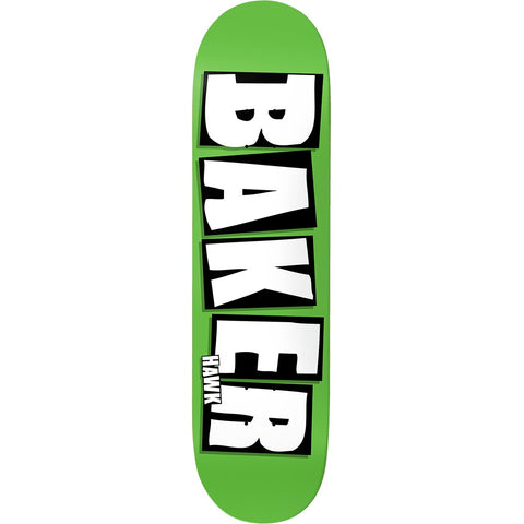 Baker Hawk Brand Name Neon Green B2 8.5 Skateboard Deck