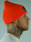 Blockade Industries 3M Reflective Orange Beanie on model