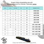Brunny Hardcore Dragon Black Plate Chaya Karma, Ragmarol, Kismet and Nomade Size Chart