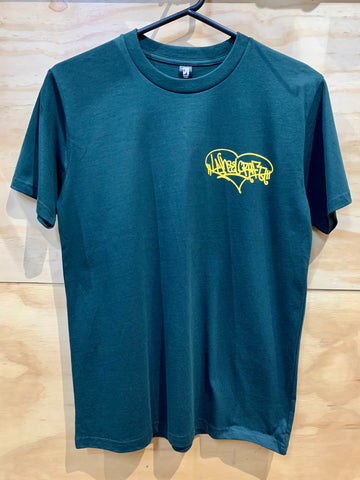 Wheelcraft Yellow Heart Forest Green Tee