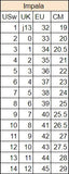 impala rollerskates size chart