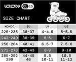 Iqon CL 15 Black Rollerblades Size Chart