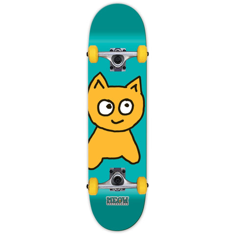 Meow Big Cat Teal Mini 7.25" Complete Skateboard