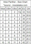 Moxi Panther size chart