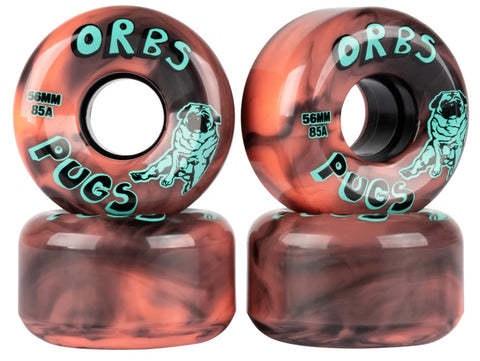 Orbs Pugs Coral Black Swirl 56mm 85a Skateboard Wheels
