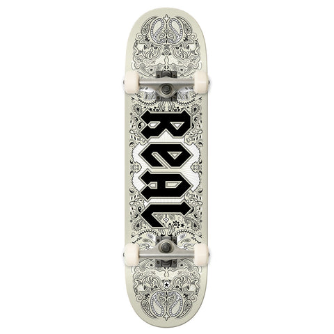 Real Bandana White Black 7.3 Complete Skateboard