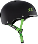 S-One Lifer Black Matte Green Straps Helmet side view