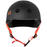 S-One Lifer Black Matte Orange Straps Helmet front view