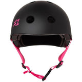 S-One Lifer Black Matte Pink Straps Helmet front view