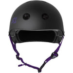 S-One Lifer Black Matte Purple Straps Helmet front view