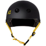 S-One Lifer Black Matte Yellow Straps Helmet front view