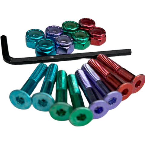 Trinity Multi Colour Anondized 1" Skateboard Hardware