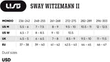 USD Sway Witzemann Inline Skates Size Chart