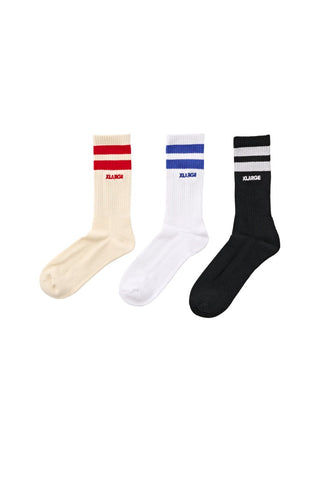 XLarge Stripe Organic 3 Pack Socks