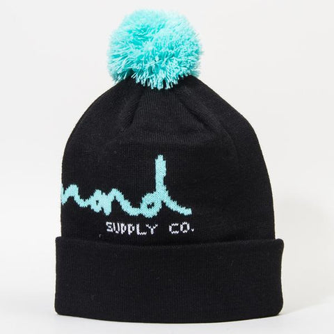 Diamond OG Script Pom Beanie Black