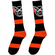 Pighead Striped Orange/Black Tall Socks