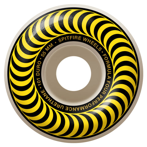 Spitfire Formula 4 Classic Swirl 101D 55mm Yellow Skateboard Wheels