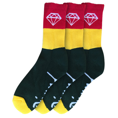 Diamond Rock Sport Green/Yellow/Red 3 Pack Socks