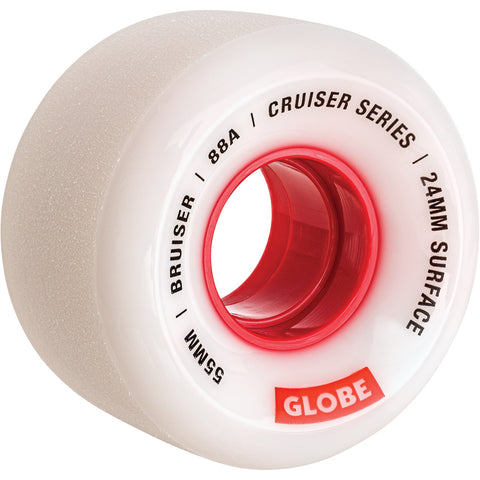 Globe Bruiser White/Red 55mm/88a Cruiser Skateboard Wheels