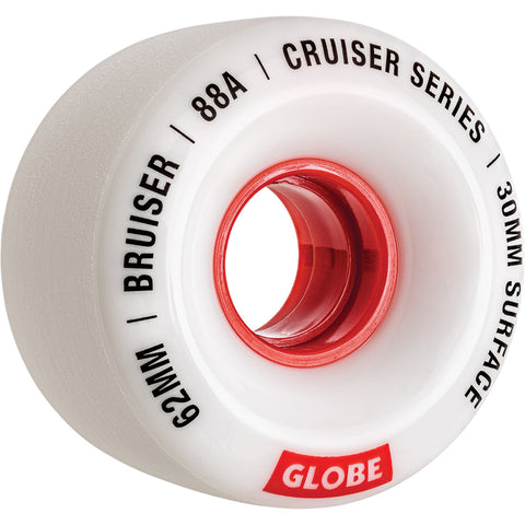 Globe Bruiser 62mm/88A White/Red Cruiser Skateboard Wheels