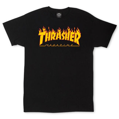 Thrasher Flame Black Small Tee