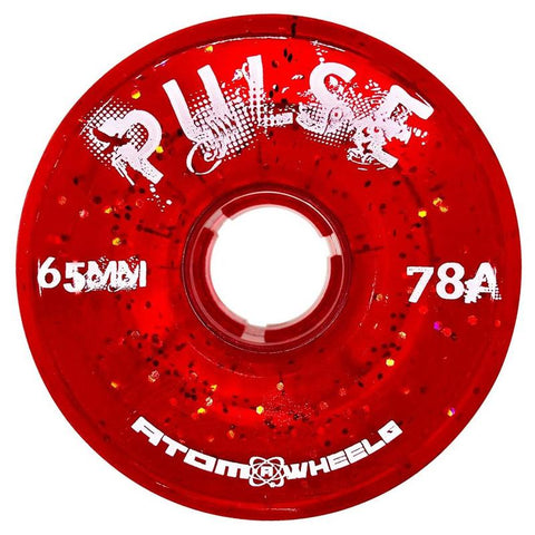 Atom Pulse 65x37mm/78a Red Glitter Rollerskate Wheels 4 Pack