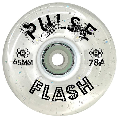Atom Pulse Flash 65x37mm/78a Clear Glitter Rollerskate Wheels 4 Pack