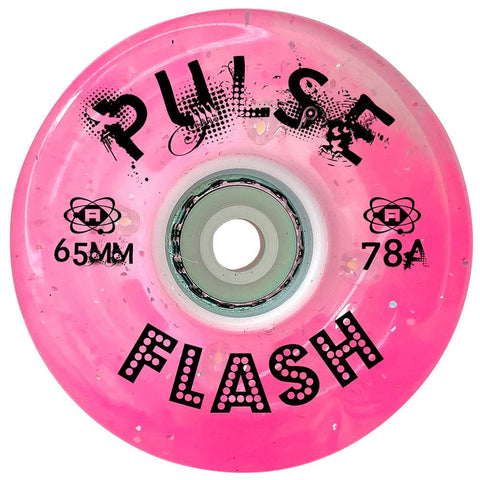 Atom Pulse Flash 65x37mm/78a Pink Glitter Rollerskate Wheels 4 Pack