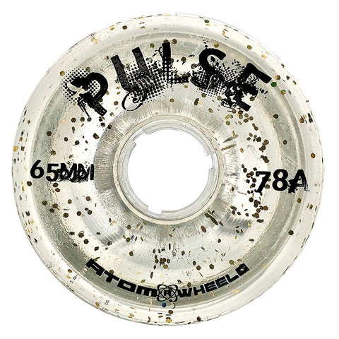 Atom Pulse 65x37mm/78a Clear Glitter Rollerskate Wheel 4 Pack