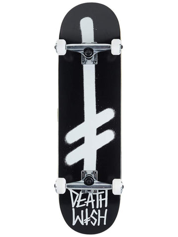 Deathwish Gang Logo Black White 8.5" Complete Skateboard