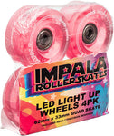 Impala 62x33mm/82a Light Up Pink Rollerskate Wheels (4 Pack)