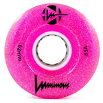 Luminous LED 62x32mm/85a GLITTER Pink Rollerskate Wheels - 4 Pack