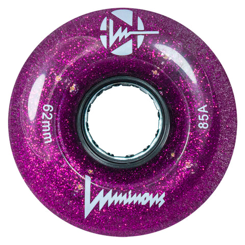 Luminous LED 62x32mm/85a Purple Haze Rollerskate Wheels - 4 Pack