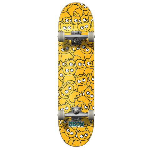 Meow Sticker Pile Yellow Mini 7.5" Complete Skateboard