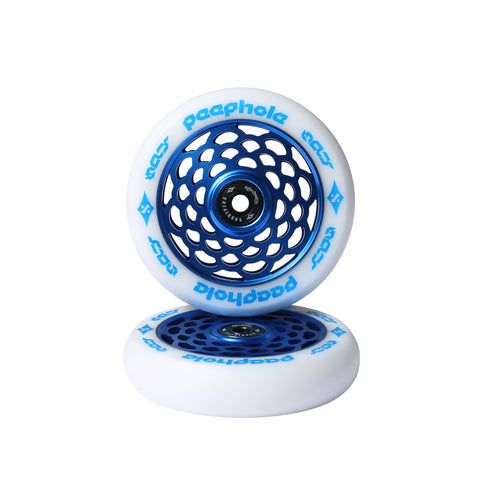 Sacrifice Peephole 110mm White Blue Scooter Wheel