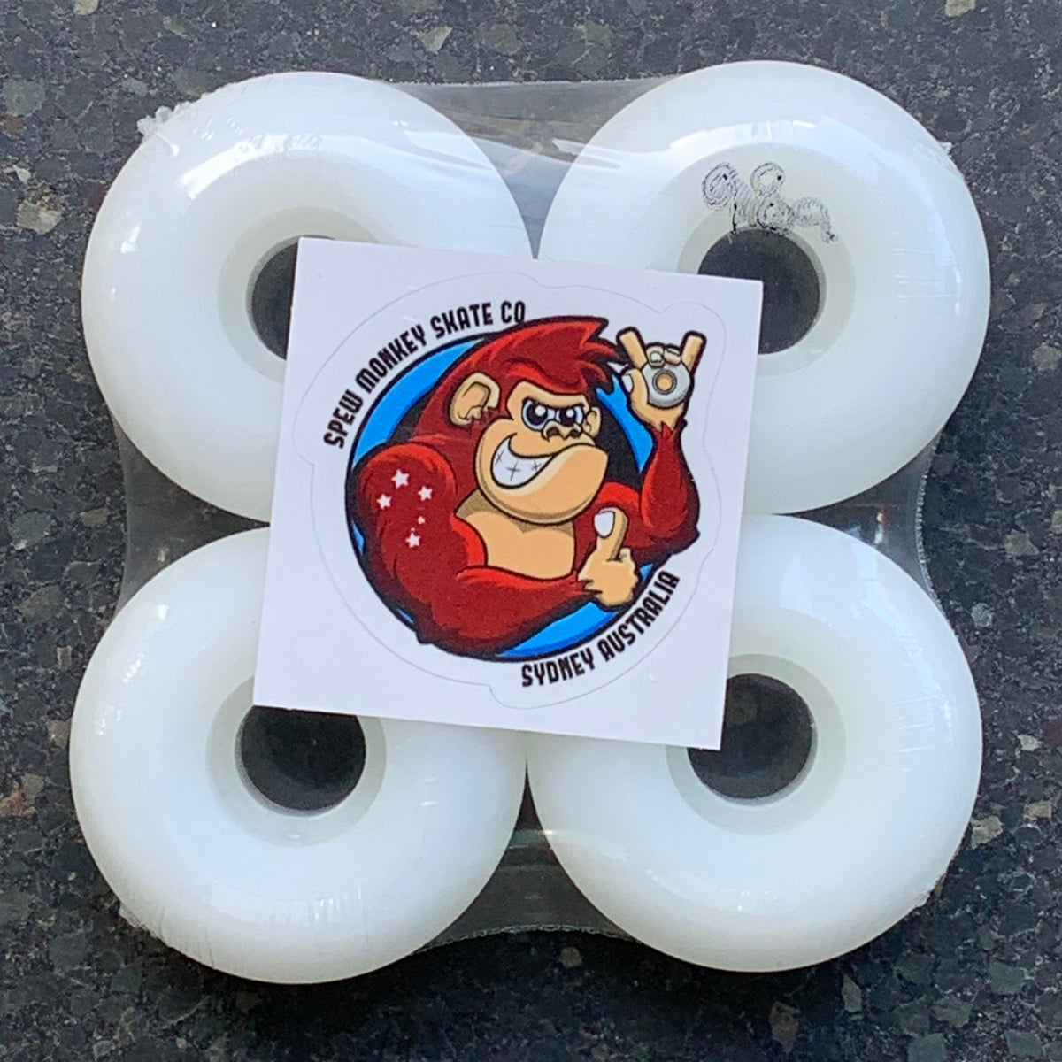 Spew Monkey #1s White 98a Skateboard Wheels – World Of Wheelcraft
