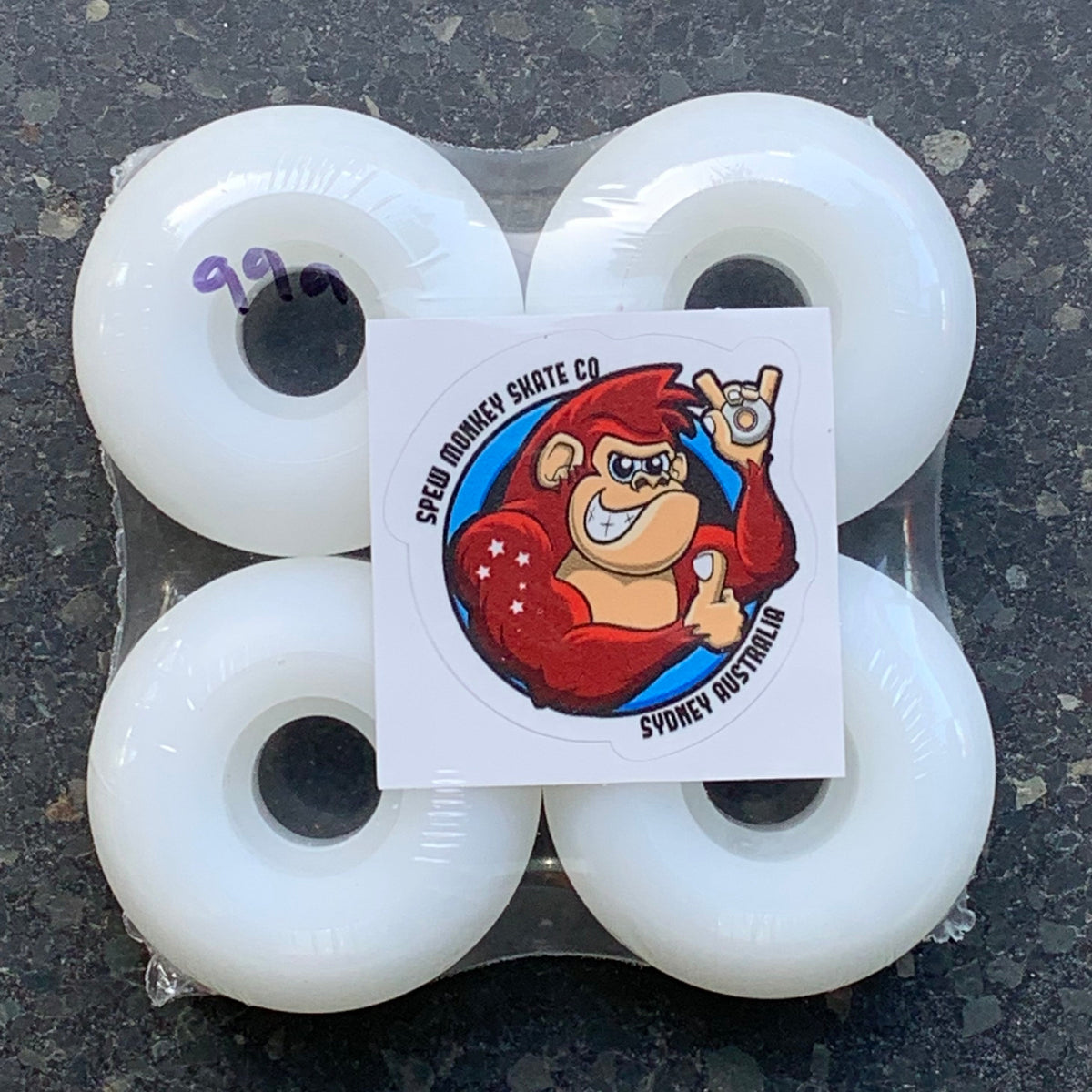 Spew Monkey #1s White 99a Skateboard Wheels – World Of Wheelcraft