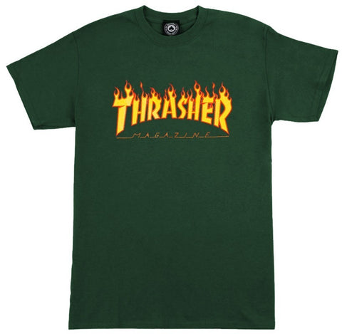 Thrasher Flame Forest Green Medium Tee
