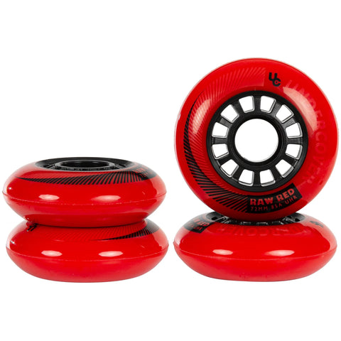 UC Raw Red 72mm/85a 4 Pack Rollerblade Wheels