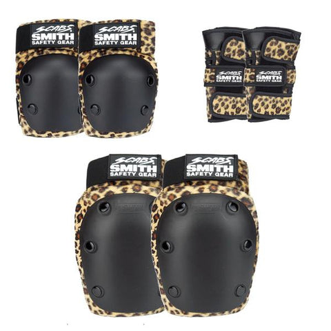Smith Scabs Youth Protective Gear Brown Leopard 3 Pad Set
