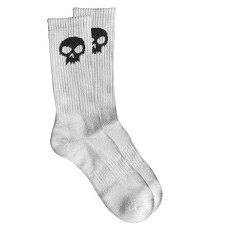 Zero Skull Crew White Socks