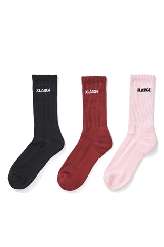 Xlarge 91 Text Pink/Port/Black 3 Pack Socks