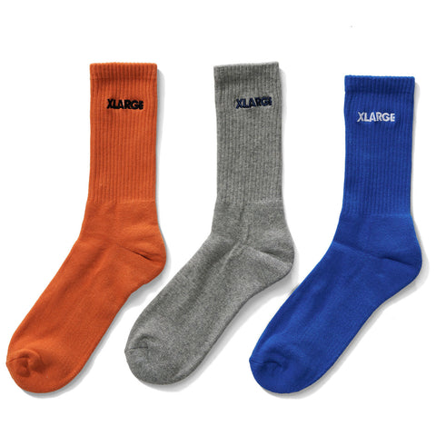 Xlarge 91 Text Orange/Grey/Blue 3 Pack Socks