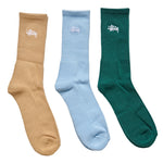 Stussy Graffiti Brown/Blue/Green 3 Pack Socks